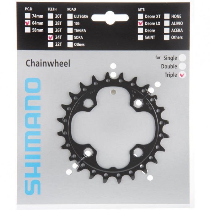 Звезда передняя SHIMANO для FC-M590, 26T, черная, Y1LD26000 Звезда передняя SHIMANO для FC-M590, 26T, черная, Y1LD26000